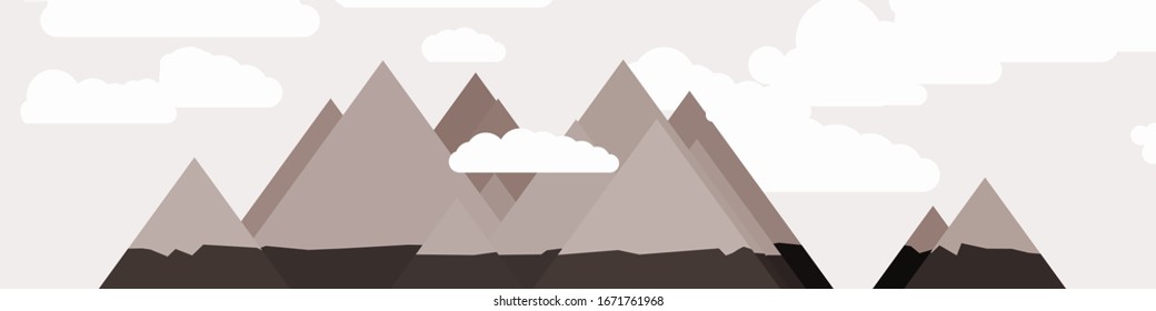 Abstract Random Placed Mountains Panorama Generative Art background illustration