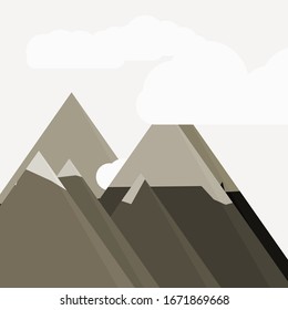 Abstract Random Placed Mountains Panorama Generative Art background illustration
