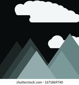 Abstract Random Placed Mountains Panorama Generative Art background illustration
