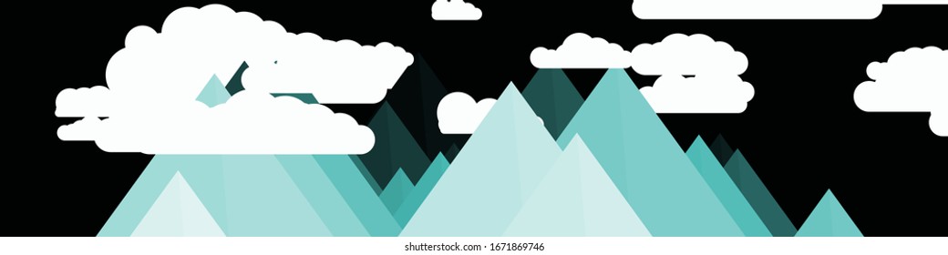 Abstract Random Placed Mountains Panorama Generative Art background illustration