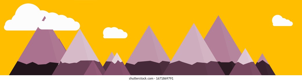 Abstract Random Placed Mountains Panorama Generative Art background illustration