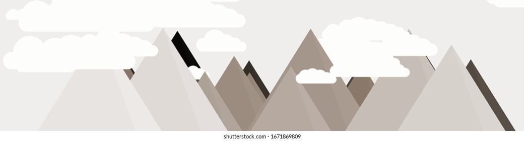 Abstract Random Placed Mountains Panorama Generative Art background illustration