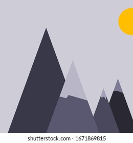 Abstract Random Placed Mountains Panorama Generative Art background illustration