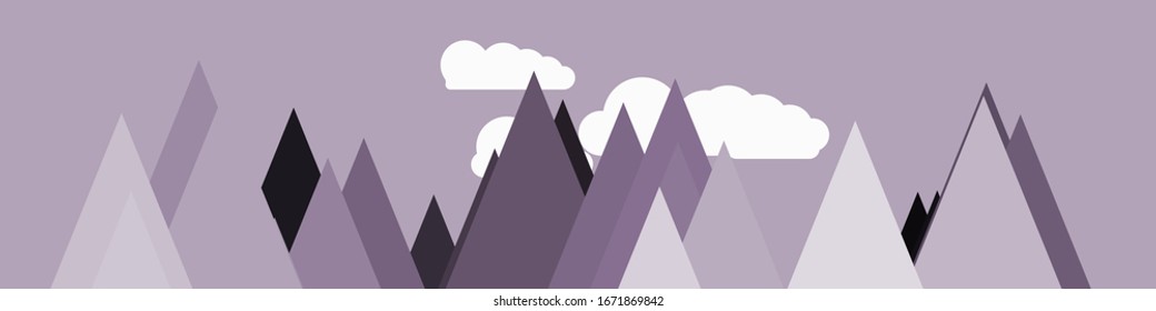 Resumen de Montañas colocadas al azar Panorama ilustración de fondo de arte generativo