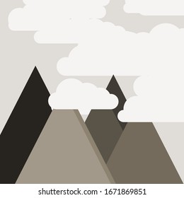 Resumen de Montañas colocadas al azar Panorama ilustración de fondo de arte generativo
