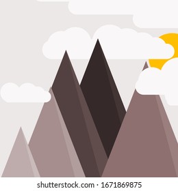 Resumen de Montañas colocadas al azar Panorama ilustración de fondo de arte generativo