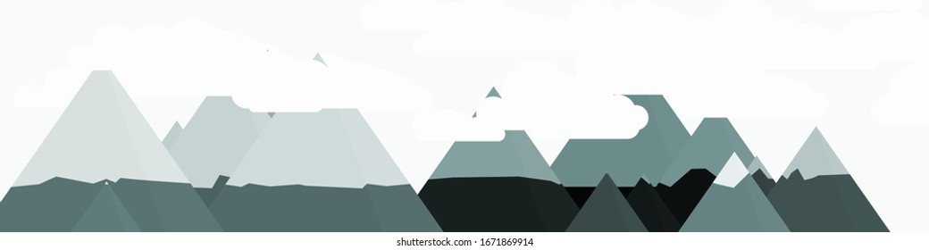 Abstract Random Placed Mountains Panorama Generative Art background illustration