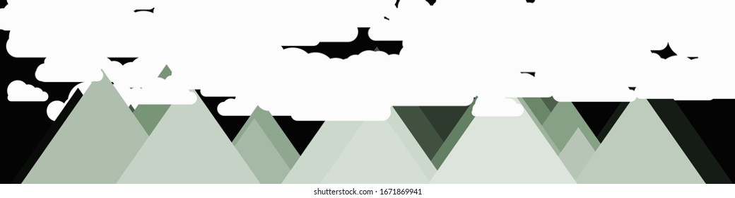 Abstract Random Placed Mountains Panorama Generative Art background illustration