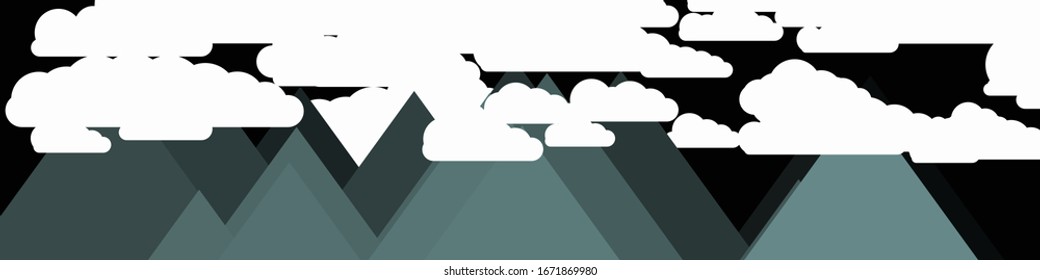 Resumen de Montañas colocadas al azar Panorama ilustración de fondo de arte generativo