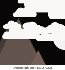 Abstract Random Placed Mountains Panorama  Generative Art background illustration