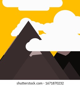 Abstract Random Placed Mountains Panorama Generative Art background illustration