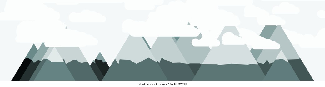Abstract Random Placed Mountains Panorama Generative Art background illustration