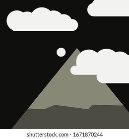 Resumen de Montañas colocadas al azar Panorama ilustración de fondo de arte generativo