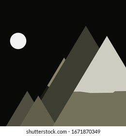 Abstract Random Placed Mountains Panorama Generative Art background illustration