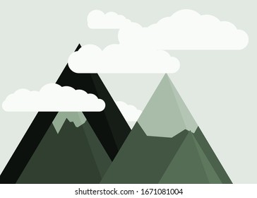 Abstract Random Placed Mountains Panorame Generative Art background illustration