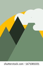 Resumen de las montañas colocadas al azar Panorame ilustración de fondo de arte generativo