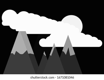 Abstract Random Placed Mountains Panorame Generative Art background illustration