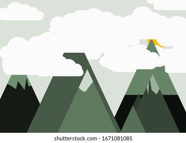 Abstract Random Placed Mountains Panorame Generative Art background illustration
