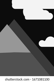 Abstract Random Placed Mountains Panorame Generative Art background illustration