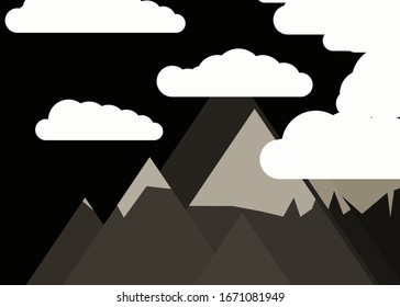 Abstract Random Placed Mountains Panorame Generative Art background illustration