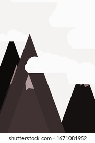 Abstract Random Placed Mountains Panorame Generative Art background illustration