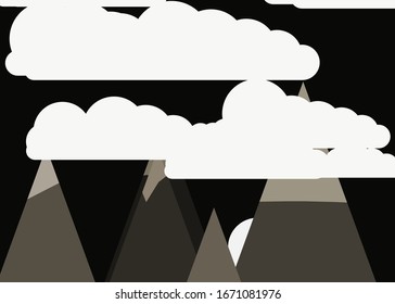 Abstract Random Placed Mountains Panorame Generative Art background illustration