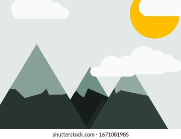 Abstract Random Placed Mountains Panorame Generative Art background illustration