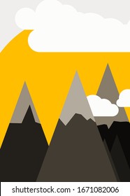 Resumen de las montañas colocadas al azar Panorame ilustración de fondo de arte generativo