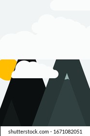 Abstract Random Placed Mountains Panorame Generative Art background illustration