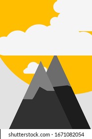 Abstract Random Placed Mountains Panorame Generative Art background illustration