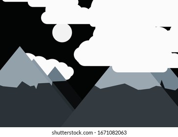 Resumen de las montañas colocadas al azar Panorame ilustración de fondo de arte generativo