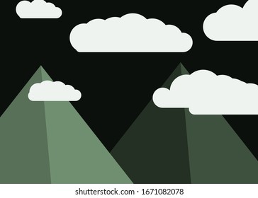 Abstract Random Placed Mountains Panorame Generative Art background illustration