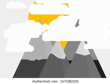 Abstract Random Placed Mountains Panorame Generative Art background illustration