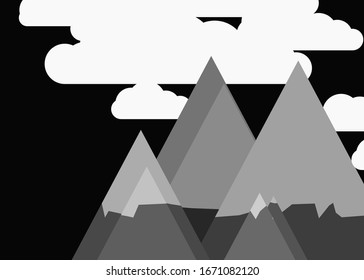 Abstract Random Placed Mountains Panorame Generative Art background illustration