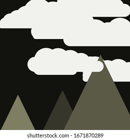 Abstract Random Placed Mountains Panorame Generative Art background illustration