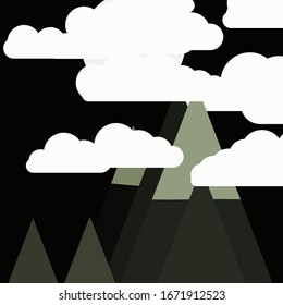 Abstract Random Placed Mountains Panorame Generative Art background illustration