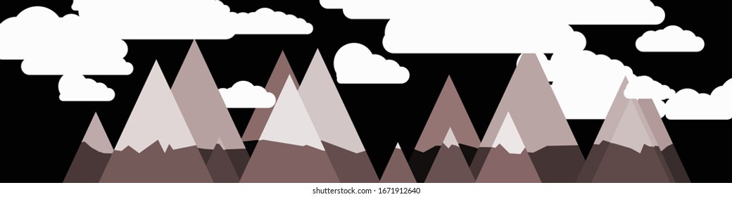Abstract Random Placed Mountains Panorame Generative Art background illustration