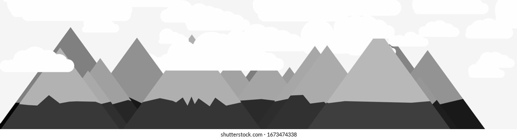 Abstract Random Placed Mountains Panorame Generative Art background illustration