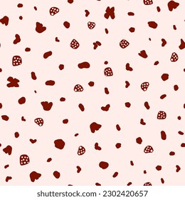 Abstract, random placed spots seamless repeat pattern. Vector geometrical stain shapes all over surface print.