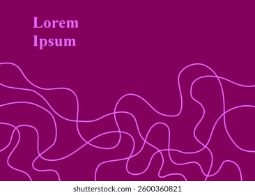 Abstract random purple squiggly line with copy space backdrop