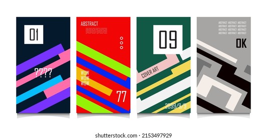 Abstract random shape pop geometric cover poster background vector collection. Presentation report banner magazine and social media layout template.