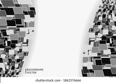 Abstract random squares. Vector illustration of a monochrome grey. Background.
