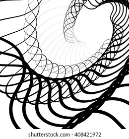 Abstract random squiggly, spirally lines. Swirling, rotating lines artistic graphic