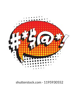 abstract random text symbols in retro comic speech bubble on white background