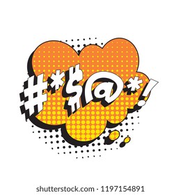 abstract random text symbols in retro comic speech bubble on white background