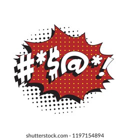 abstract random text symbols in retro comic speech bubble on white background