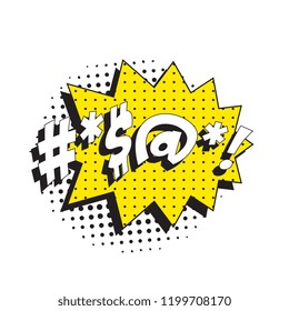 abstract random text symbols in retro comic speech bubble on white background