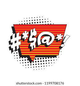abstract random text symbols in retro comic speech bubble on white background