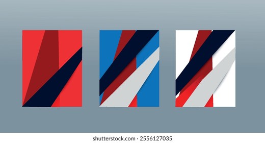 Abstract random transparent rectangle on white red and blue background. A4 size book cover template for annual report, magazine, booklet, proposal, portfolio, brochure, poster