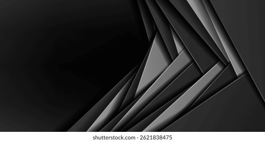 Formas triangulares aleatorias Abstractas apiladas sobre fondo negro.